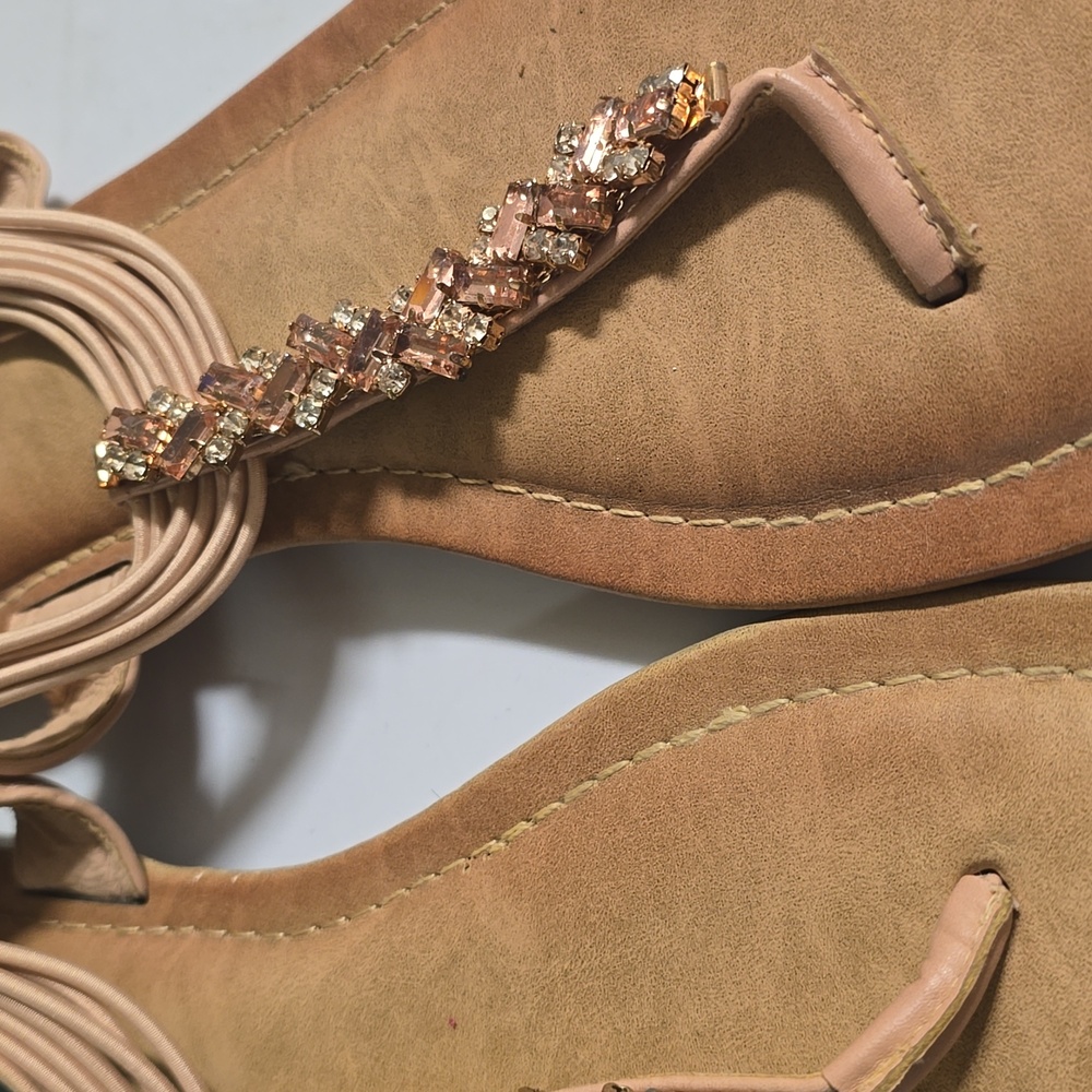 Sandals From Ross Elegant Rose Gold Sandals with Rhinestones Embellishments 10 - Picture 4 of 7